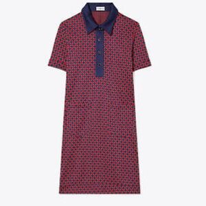 TORY BURCH PERFORMANCE JACQUARD DRESS IN TORY NAVY NWT XS